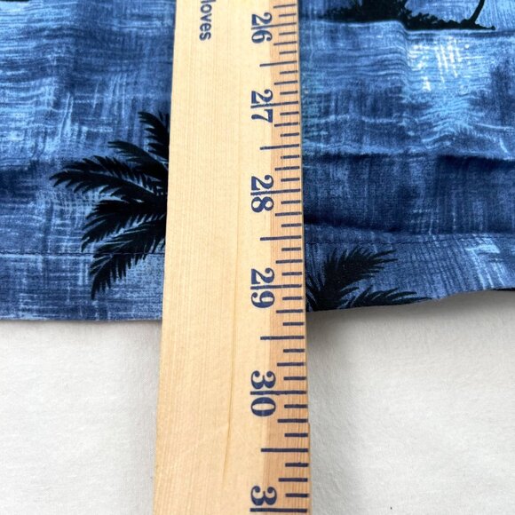 RJC Mens Hawaiian Shirt Blue Palm Tree Print Tropical Aloha 100% Cotton Size M - Picture 10 of 10